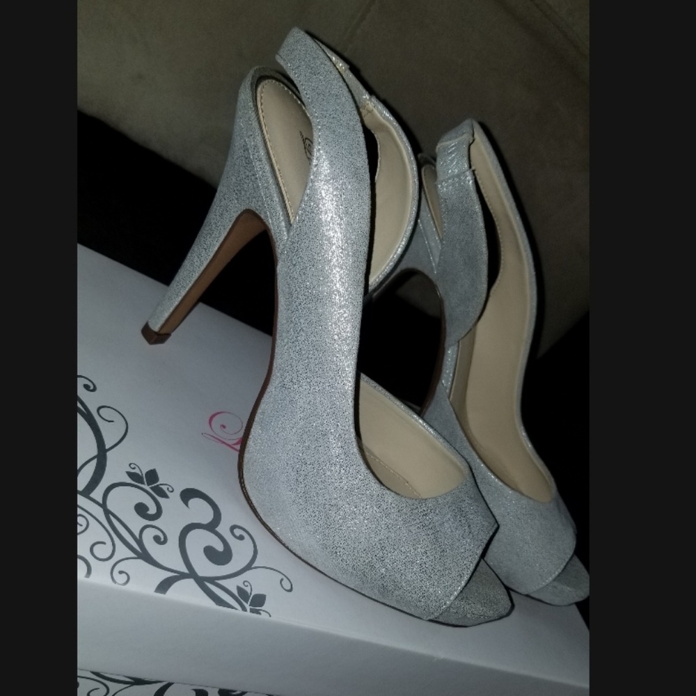 Silver shimmer heels